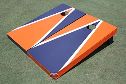 Orange and Navy Alternating Triangle Corn Hole Boards