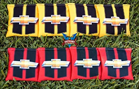 Custom Chevy Bowtie Striped Cornhole Bag Set (corn Filled)