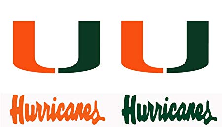 UNIVERSITY OF Miami Hurricanes Large 15 inch Wall - Cornhole Decals / Set of 4