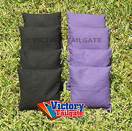 All Weather Cornhole Bags (4 Black & 4 Purple)