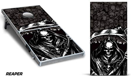 Custom Corn Hole Vinyl Wrap for Bean Bag Toss Game - Reaper Black