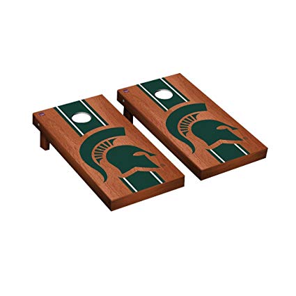 Victory Tailgate Michigan State Spartans Regulation Cornhole Game Set Rosewood Stained Stripe Version