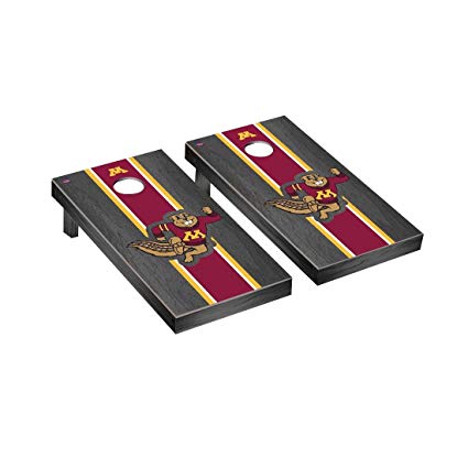 Minnesota Golden Gophers Regulation Cornhole Game Set Onyx Stained Stripe Version