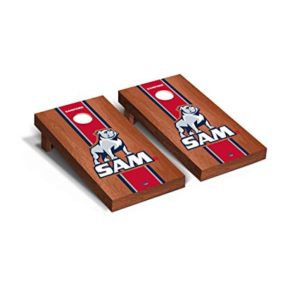 Victory Tailgate Samford University Bulldogs Regulation Cornhole Game Set Stained Striped Wooden