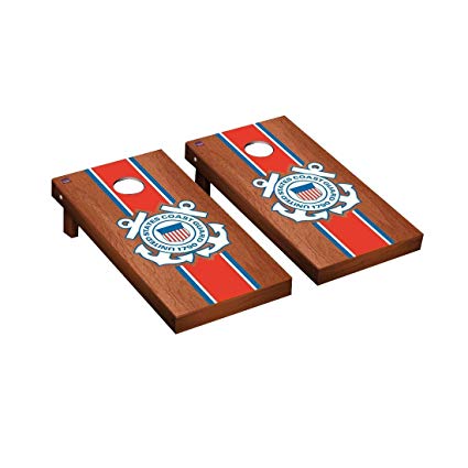 US Coast Guard Cornhole Game Set Rosewood Stained Stripe Version