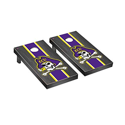 Victory Tailgate East Carolina Pirates Regulation Cornhole Game Set Onyx Stained Stripe Version