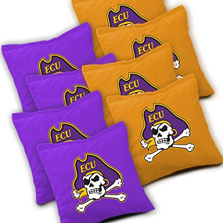 EAST CAROLINA PIRATES Cornhole Bags SET of 8 Officially Licensed ACA REGULATION Baggo Bean Bags ~ Made in the USA