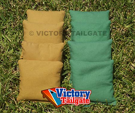 Weather Resistant Cornhole Bags Set - 4 Kelly Green & 4 Gold (Dark Gold)