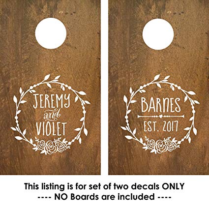 Personalized Cornhole Board Decals Stickers - Custom Wedding Monogram - 2 Decals