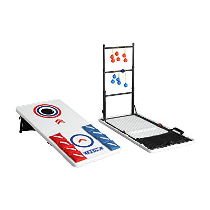 Lifetime Heavy Duty Cornhole, Ladderball Game and Table Combo Set