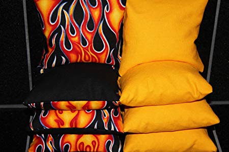 Flames/ Harley Davidson 8 Cornhole Bean Bags/ Baggo Toss Game Quality Handmade!