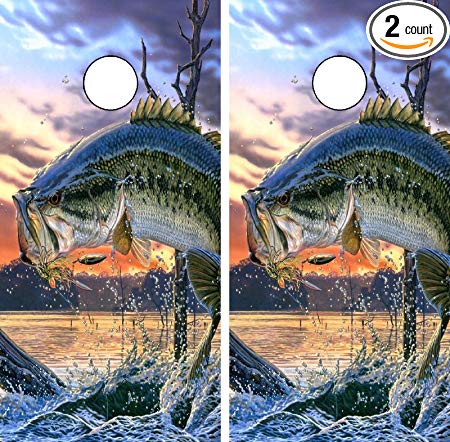 C220 Fish Fishing Bass CORNHOLE WRAP WRAPS LAMINATED Board Boards Decal Set Decals Vinyl Sticker Stickers Bean Bag Game Vinyl Graphic Tint Image