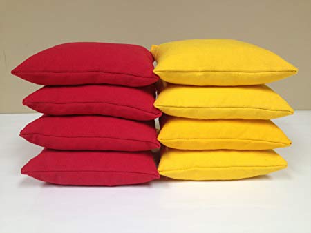 8 Official Size ACA Regulation Cornhole Baggo Bean Bags Set (4 RED, 4 YELLOW) ~ MADE IN THE USA ~ HIGHEST QUALITY