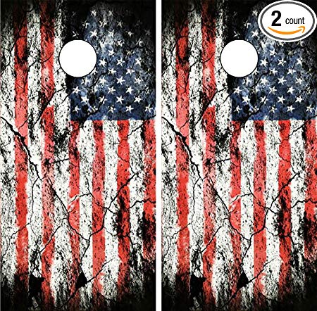 C197 Distressed American Flag CORNHOLE WRAP WRAPS LAMINATED Board Boards Decal Set Decals Vinyl Sticker Stickers Bean Bag Game Vinyl Graphic Tint Image