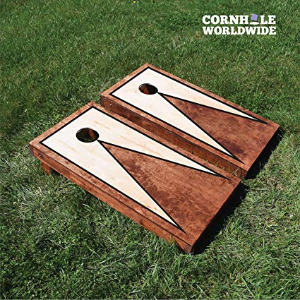 Stained Triangle with Border Hardwood Cornhole Game