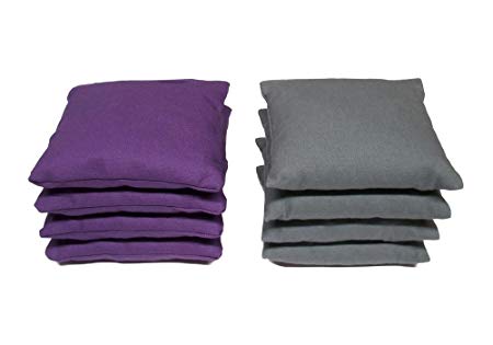 Weather Resistant Cornhole Bags (4 Purple and 4 Gray) by Cornhole Galaxy