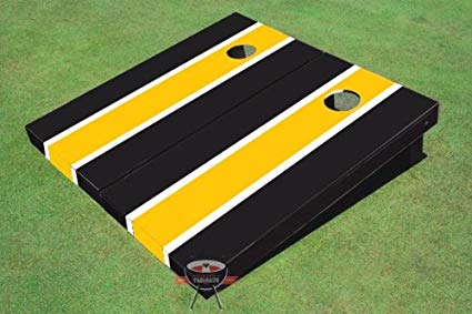 Yellow and Black Matching Long Stripe Corn Hole Boards