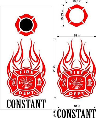 Firefighter Fireman Flames Cornhole Board Decals Stickers Bean Bag Toss