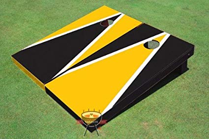 Yellow and Black Alternating Triangle Corn Hole Boards