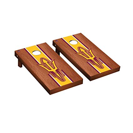 Victory Tailgate Arizona State ASU Sun Devils Regulation Cornhole Game Set Rosewood Stained Stripe Version