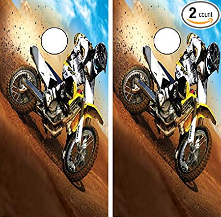 Avery C136 Dirtbike Dirt Bike CORNHOLE LAMINATED DECAL WRAP SET Decals Board Boards Vinyl Sticker Stickers Bean Bag Game Wraps Vinyl Graphic Tint Image Corn Hole