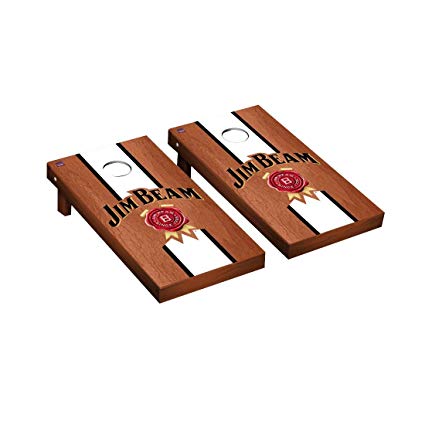 Victory Tailgate Jim Beam Regulation Cornhole Game Set Rosewood Stripe Version