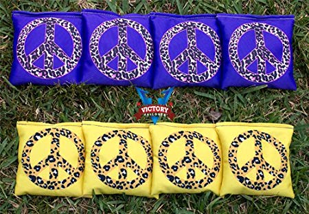 Custom Leopard Peace Sign Cornhole Bag Set (all Weather)