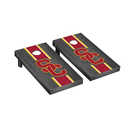 Victory Tailgate Southern California USC Trojans Regulation Cornhole Game Set Onyx Stained Stripe Version