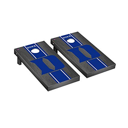 Duke Blue Devils Cornhole Game Set Onyx Stained Stripe Version