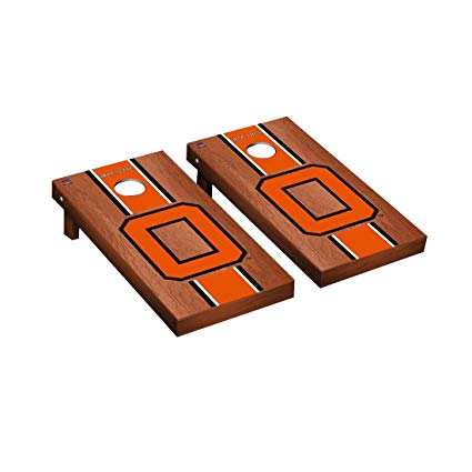 College Vault Oklahoma State University Cowboys Cornhole Game Set Rosewood Stained Stipe Version