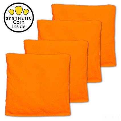 All Weather Cornhole Bags - Made with Corn-Shaped Synthetic Corn for Real Corn Feel - Set of 4 Bean Bags for Corn Hole Game