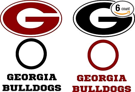 Georgia Bulldogs Cornhole Decal Set - 6 Cornhole Decals Free Circles