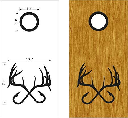 Fishing Hunting Cornhole Board Decals Stickers - Bean Bag Toss - Vinyl Stickers - Comes With Rings - Bean Baggo Decals - 13