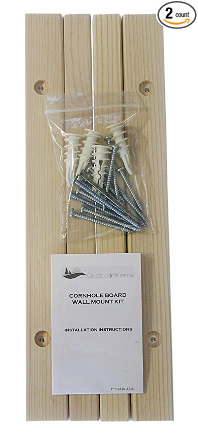 Cornhole Board Wall Mount Accessory Kit Perfect for Displaying Your Boards - Unfinished Wood Ready for Paint or Stain - Wall Anchors and H/W Included