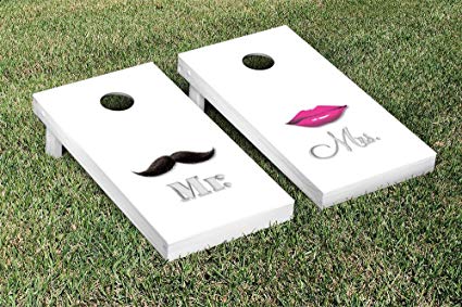 Mr and Mrs Lips Wedding Pink Lips Version Cornhole Game Set