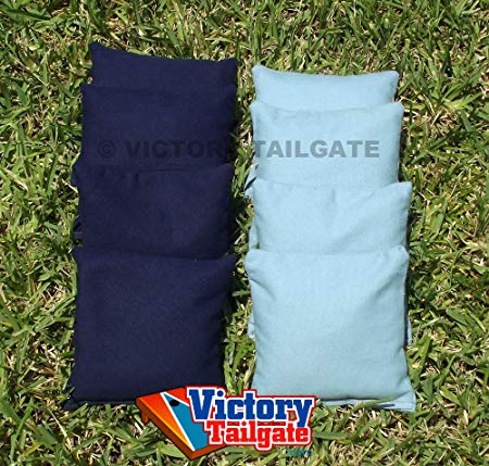 Weather Resistant Cornhole Bags Set - 4 Light Blue & 4 Navy Blue