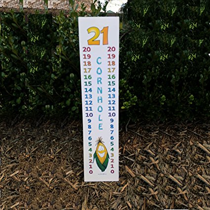 Cornhole Scoreboard Score Keeper - Full Color Extra Large Corn Cob Graphic - Easily Attaches To Pole