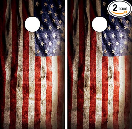 C196 Distressed American Flag CORNHOLE WRAP WRAPS LAMINATED Board Boards Decal Set Decals Vinyl Sticker Stickers Bean Bag Game Vinyl Graphic Tint Image